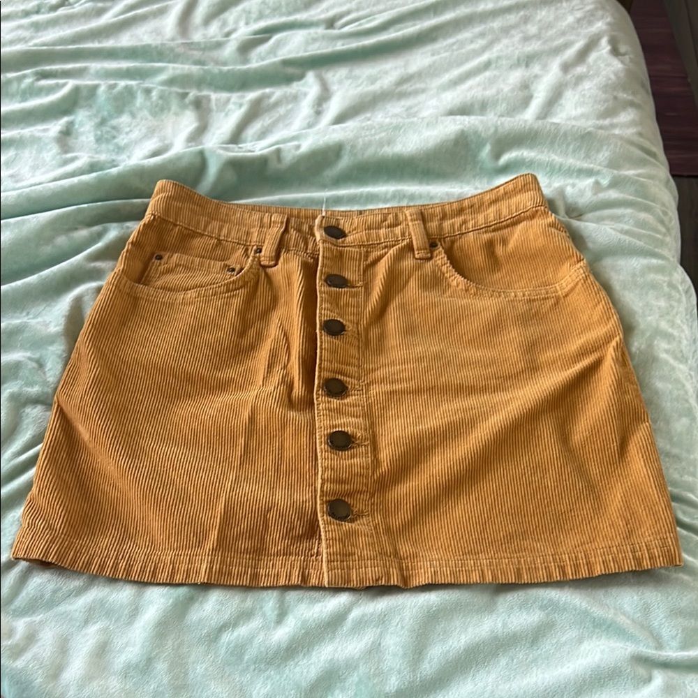 Billabong Corduroy Button-Front Skirt in Mustard